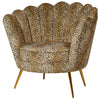 A luxurious leopard print chair on a white background