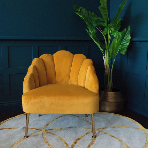 Scalloped Oyster Velvet Chair