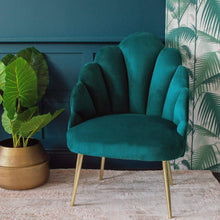 Load image into Gallery viewer, Sienna Teal Velvet Shell Chair