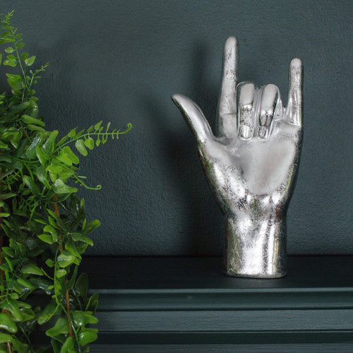 Silver 'Rock On!' Hand Ornament