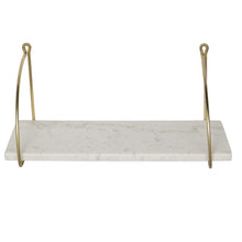 Load image into Gallery viewer, Small White Marble Shelf with Gold Brackets
