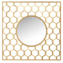 Load image into Gallery viewer, Square Honeycomb Gold Mirror