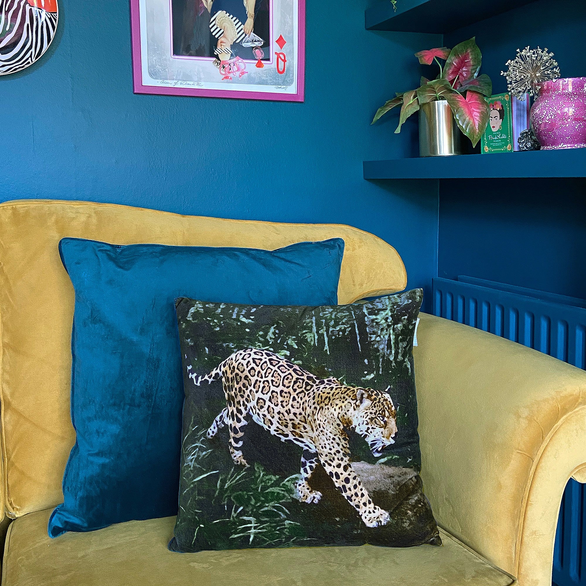 Stalking Leopard Velvet Cushion