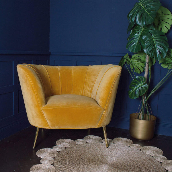 The Curvarella Turmeric Velvet Chair Image