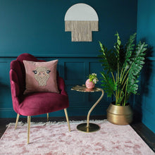 Load image into Gallery viewer, &#39;The Mimi&#39; Beaded Pink Velvet Ostrich Cushion
