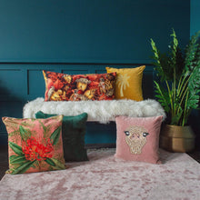 Load image into Gallery viewer, &#39;The Mimi&#39; Beaded Pink Velvet Ostrich Cushion