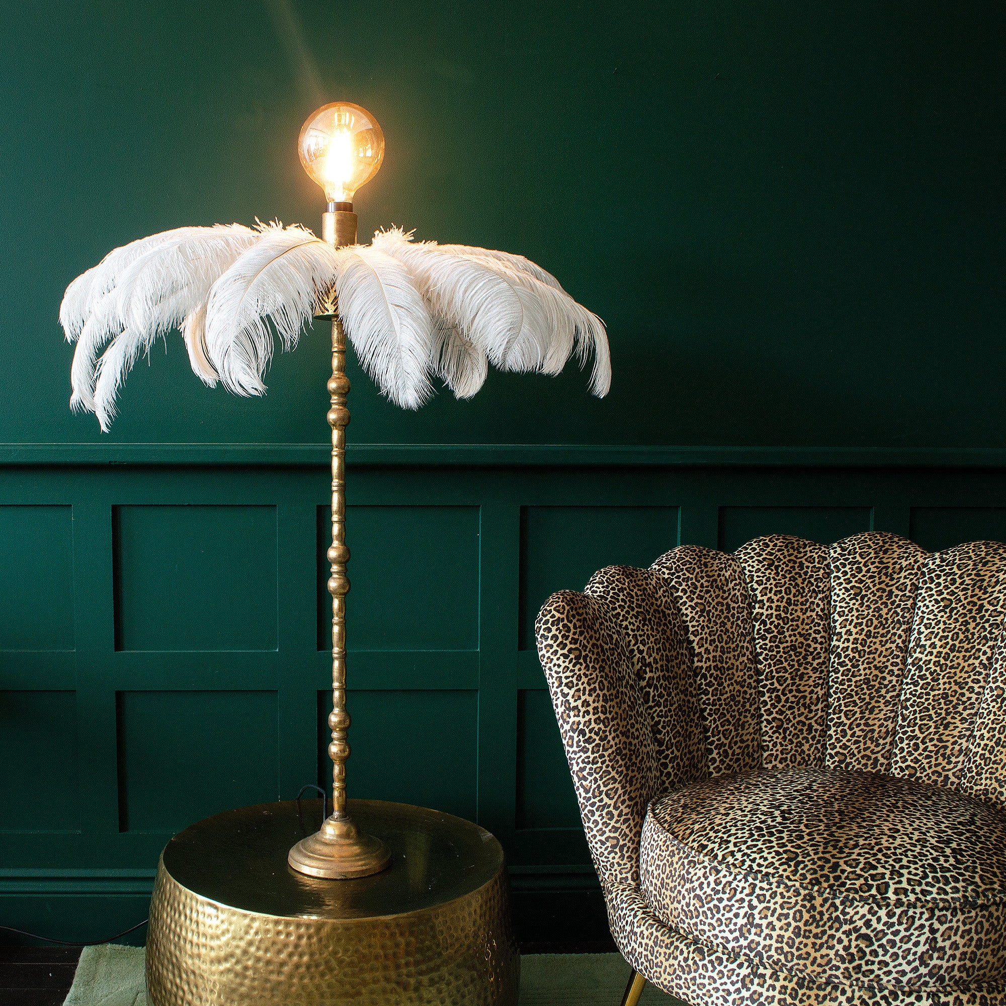 Vita Ostrich Feather Tall Table Lamp
