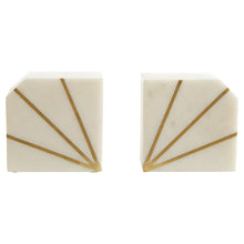 Load image into Gallery viewer, White Marble &amp; Brass Deco Bookends