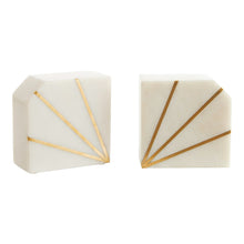Load image into Gallery viewer, White Marble &amp; Brass Deco Bookends