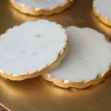 Load image into Gallery viewer, White Marble &amp; Gold Foil Coasters | Set of 4