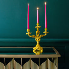 Load image into Gallery viewer, Yellow Flocked Candelabra